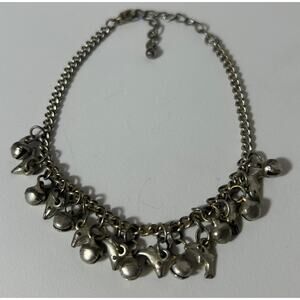Vintage Charm Bracelet with Bells & Dolphins – Silver Tone 9.5”